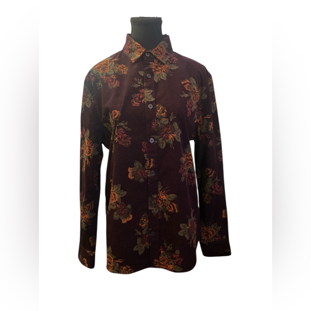 Express Corduroy Flower Button-Up Shirt EUC M